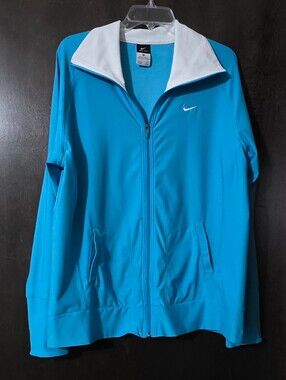 Nike Dri-fit Women’s Blue Full-Zip Track Jacket Lightweight Unisex Size 1X